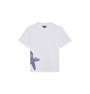 Camiseta de algodón orgánico con estampado Starlettes para hombre Blanco vista frontal