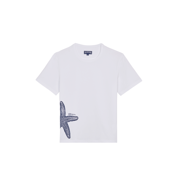 Vilebrequin Men Organic Cotton T-shirt Starlettes - Tareck - White - Size L