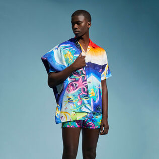 男士 Mareviva 亚麻保龄球衫 - Vilebrequin x Kenny Scharf Multicolor 细节视图1