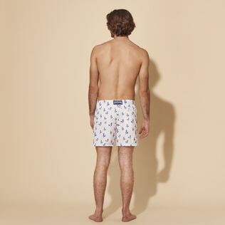 Men Swim Trunks Embroidered Cocorico ! - Limited Edition White back worn view