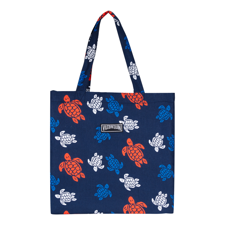 Unisex Linen Beach Bag Tortues Multicolores - Beach Bag - Babel - Blue - Size OSFA - Vilebrequin