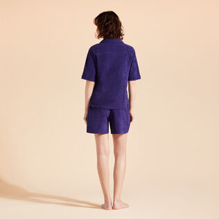 Women Terry Polo Solid Midnight 背面穿戴视图