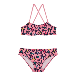 Bañador de dos piezas con estampado Turtles Leopard para niña Caramelo vista frontal