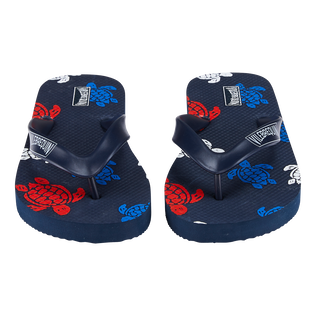 Kids Flipflop Tortues Multicolores Navy front worn view