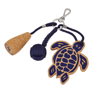Turtle Cork Keyring Azul marino vista frontal