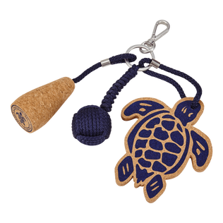 Turtle Cork Keyring Blu marine vista frontale