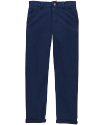 Boys Chino Pants Solid Navy front view
