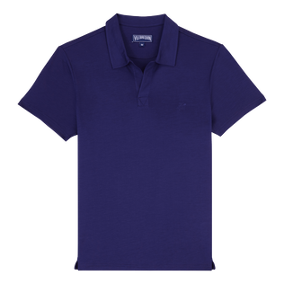 Polo uomo in lyocell tinta unita Midnight vista frontale