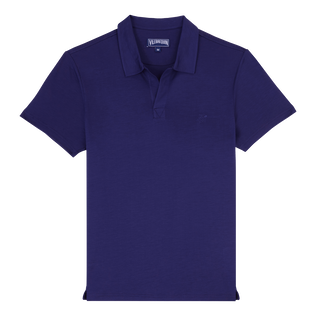 Men Tencel Polo Shirt Solid Midnight front view