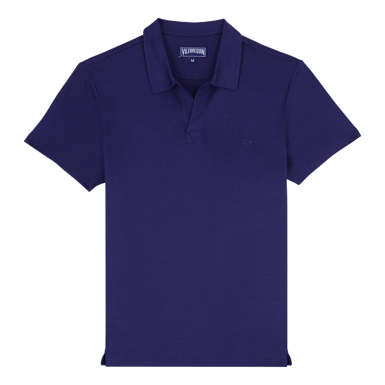 Men Tencel Polo Shirt Solid - Polo - Pirinol - Blue - Size XXXL - Vilebrequin