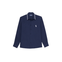VBQ Line Leinenhemd für Herren Marineblau Vorderansicht