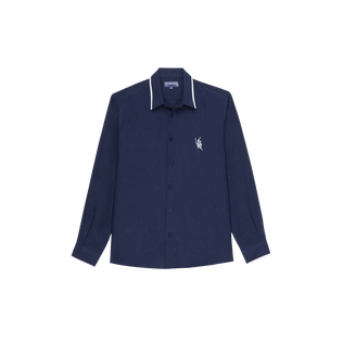 VBQ Line Leinenhemd für Herren Marineblau Vorderansicht