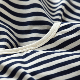 Robe marinière en coton organique fille Marine / blanc vue de détail 1