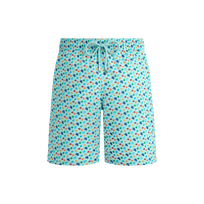 Men Long Stretch Swim Trunks Micro Ronde Des Tortues Rainbow Pacific front view