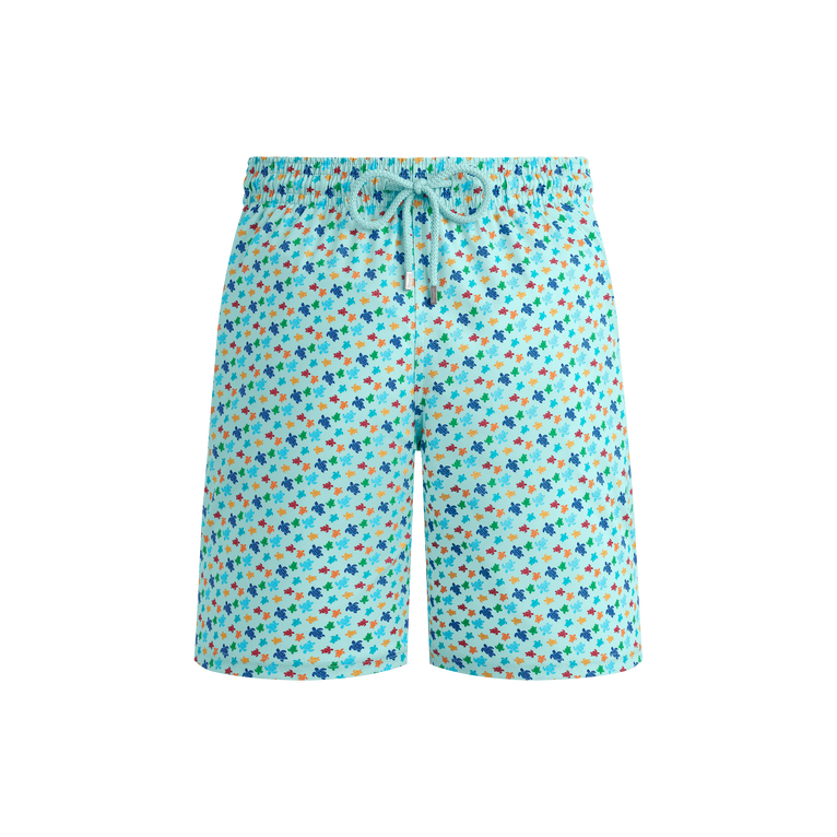 Vilebrequin Men Long Stretch Swim Shorts Micro Ronde Des Tortues Rainbow - Okorise - Blue - Size XXXL