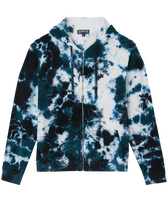 Sweat à capuche zippé en éponge homme Rough Ocean Tie & dye Emeraude vue de face