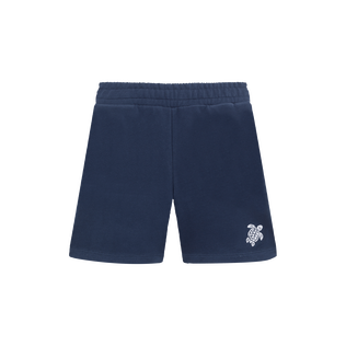 Boys Terry Bermuda Shorts Solid Navy front view