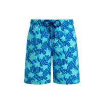Lange Badeshorts mit Ronde Des Tortues-Logo für Herren Blue topaz Vorderansicht