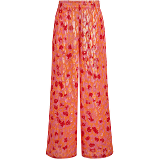 Women Large Silk Pants New Leopard Apricot front view