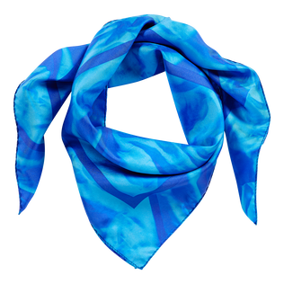 Foulard unisex in seta Les Draps Froissés Blu nettuno vista posteriore