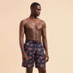 Men Stretch Long Swim Trunks Provencal Turtles Navy front worn view