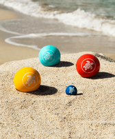 Wooden Petanque game Unique front worn view