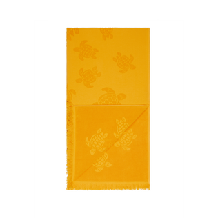 Beach Towel in Organic Cotton Turtles Jacquard Mango back view
