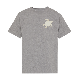 T-shirt uomo in cotone Turtle Patch Grigio viola vista frontale