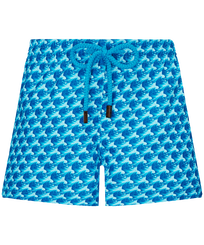 Pantalón corto de baño con estampado Micro Waves para niña Lazulii blue vista frontal