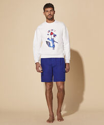 Men Sweatshirt Embroidered Cocorico ! White front worn view