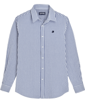 Striped Seersucker Hemd für Herren Jeans blue Vorderansicht