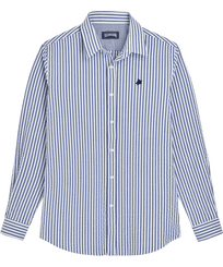 Striped Seersucker Hemd für Herren Jeans blue Vorderansicht