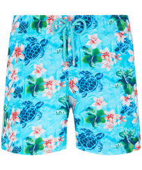 Men Classic Printed - Men Swimwear Turtles Jungle, Lazulii blue front view
