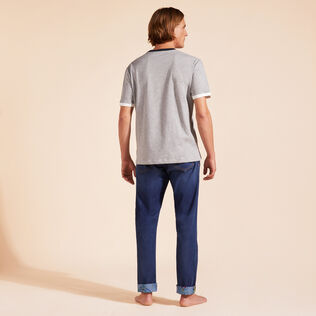 T-shirt en coton homme Yarn Dye Sail Gris chine vue portée de dos