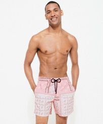 Men Swim Shorts Bandana - Vilebrequin x BAPE® BLACK Candy front worn view