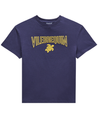 T-shirt en coton garçon logo flocké Bleu marine vue de face