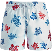 Men Swim Shorts Embroidered Tortue Multicolore - Limited Edition White front view