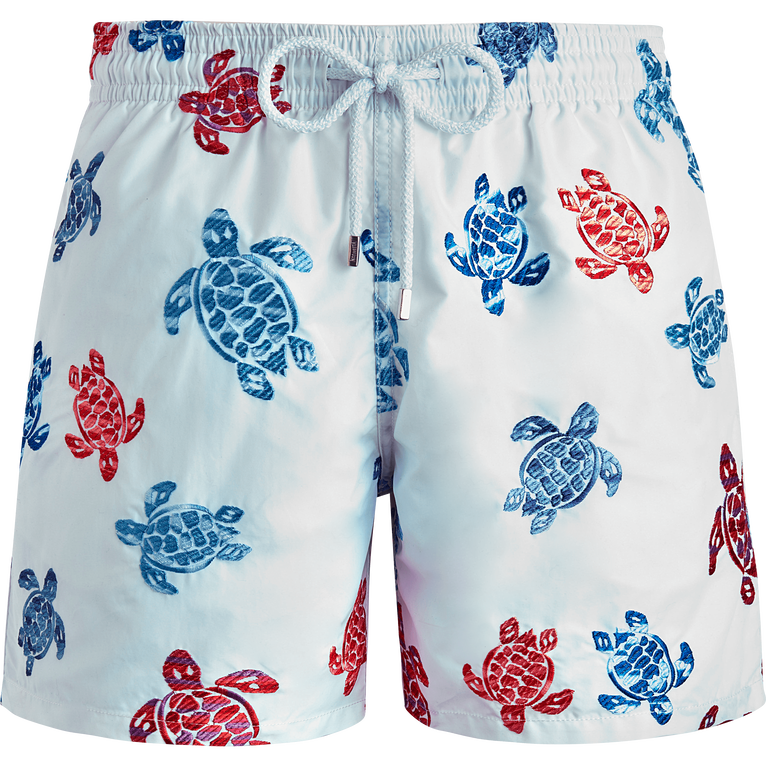 Men Swim Shorts Embroidered Tortue Multicolore - Swimming Trunk - Mistral - White