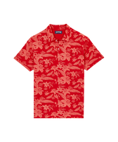 男士 Lightening Flower 印花棉质 Polo 衫 Poppy red 正面图