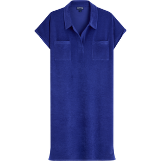 Women Others Solid - Women Terry Polo Dress Solid, Purple blue front view