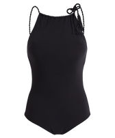 Maillot de bain une pièce col montant femme Tresses Noir vue de face