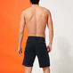 Men Cotton Bermuda Shorts Solid Navy back worn view