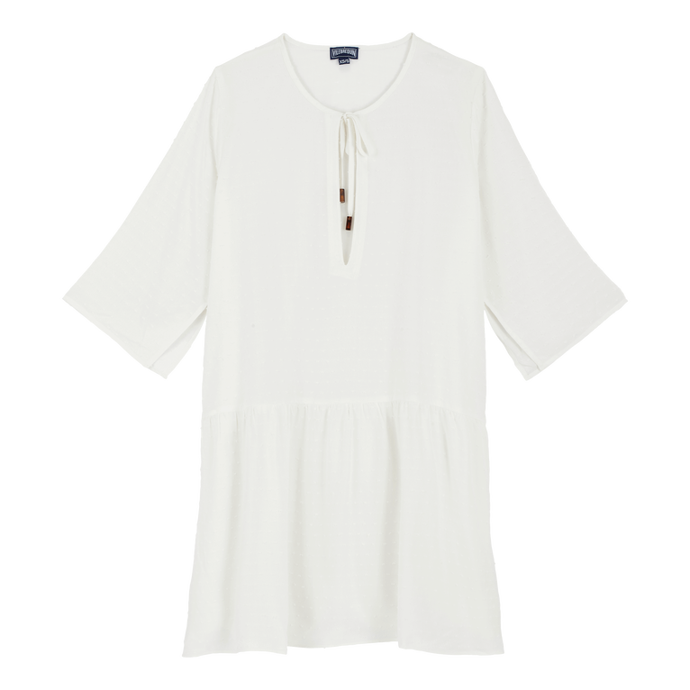 Women Plumetis Short Dress - Loom - Beige - Size M/L - Vilebrequin