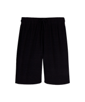 Bermudas de lino unisex en lino de color liso Negro vista frontal