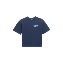 Camiseta de algodón orgánico con logotipo texturizado de efecto engomado en la espalda para niño Azul marino vista frontal