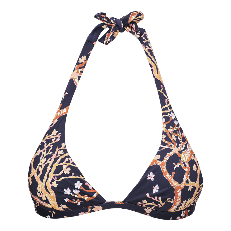 Women Halter Bikini Top Sweet Blossom - Fleche - Blue - Size M - Vilebrequin
