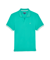 Men Cotton Polo Solid Disco green front view