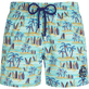 Bañador elástico con estampado Palms & Surfs para hombre de Vilebrequin x The Beach Boys Lazulii blue vista frontal