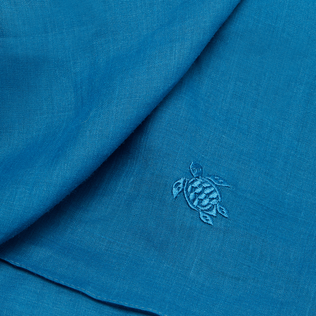 Unisex Ramie Pareo Solid Peacock details view 4