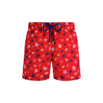 Men Swim Shorts Embroidered Ronde des Tortues - Limited Edition Poppy red 正面图